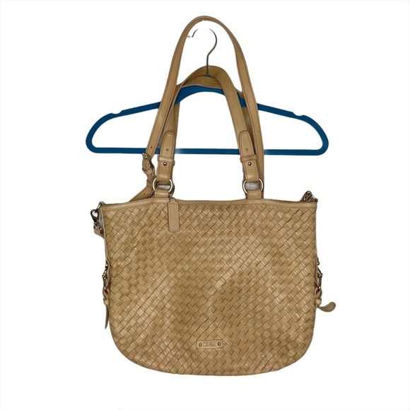 Cole Haan Handbags - Cole Haan Woven Leather Tan Large Tote Bag Purse